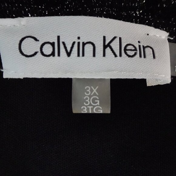 Calvin Klein Sparkle Top Women's Plus Size 3X Black Diamond Dust Sheer Sleeves - Picture 6 of 10